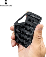 The Beard Mate's Silicone Beard Scrubber Exfoliator & Brush, Scalp Exfoliator Tool with Flexible & Soft Bristles Shower Brush. Designed for Deep Cleansing, Eliminating Beardruff & Dandruff.